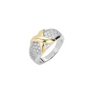 Elegant Two Tone Ring With Pave Crystals